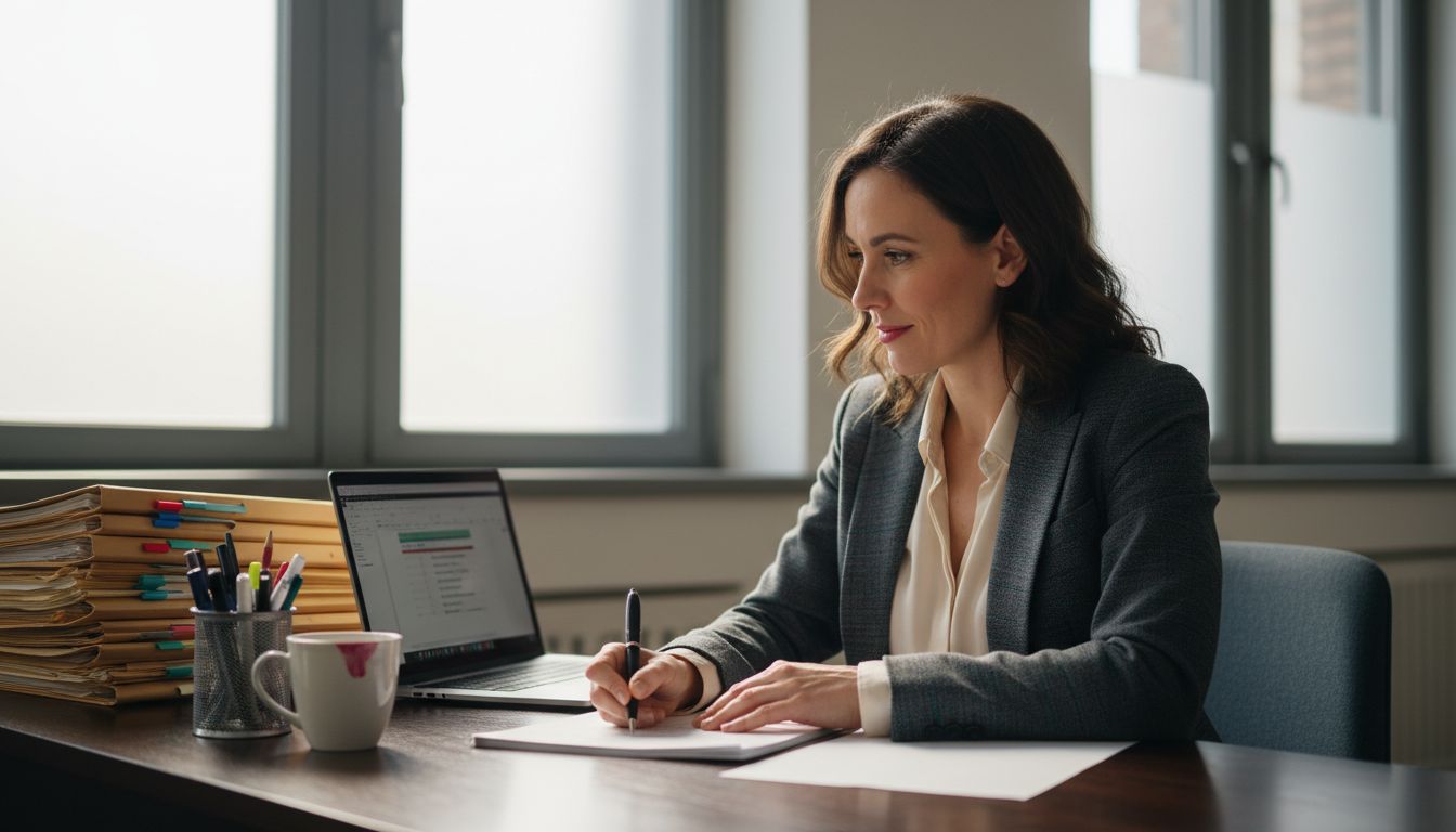 Psychologist documenting session in office