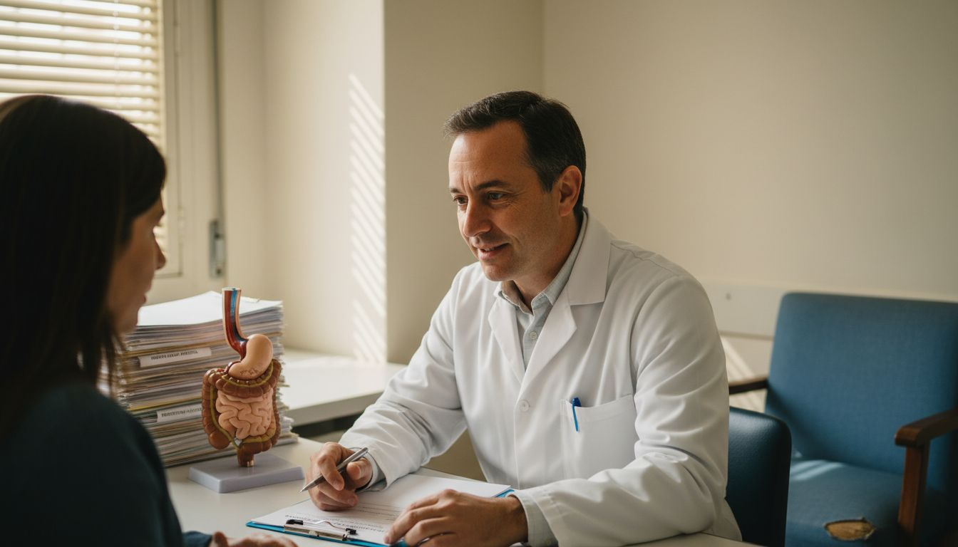 El médico conversa con su paciente durante una consulta en el consultorio.