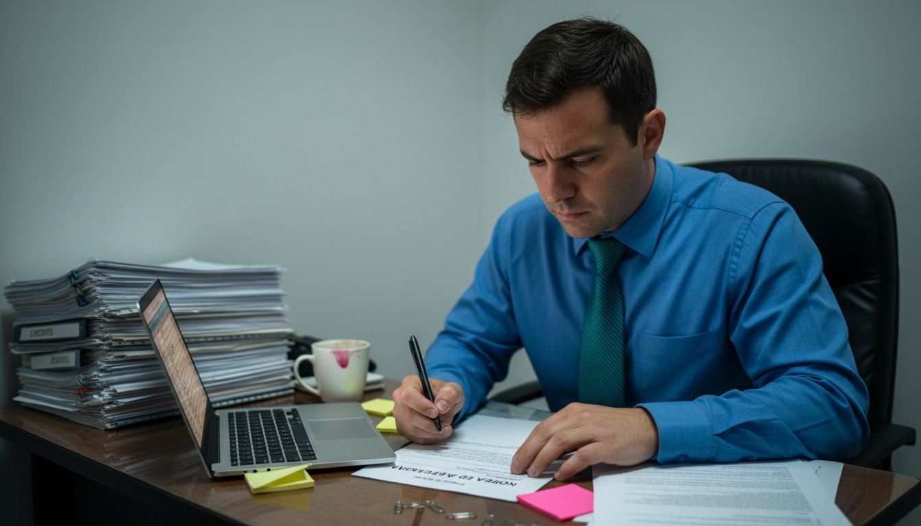 Auditor del hospital revisando el informe de alta de urgencias