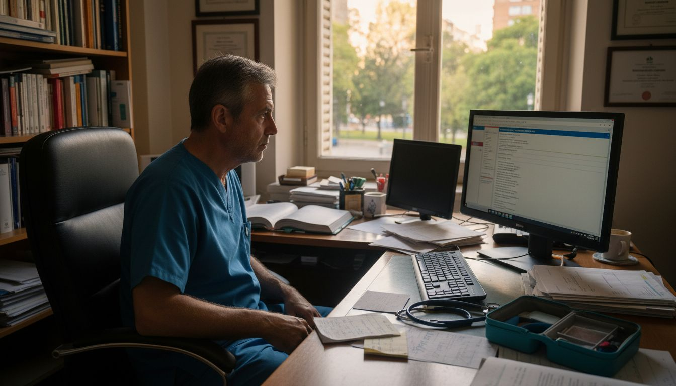 El médico consulta el historial clínico digital durante la visita