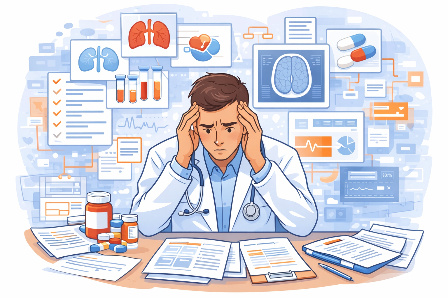 Medico abordando casos medicos complejos