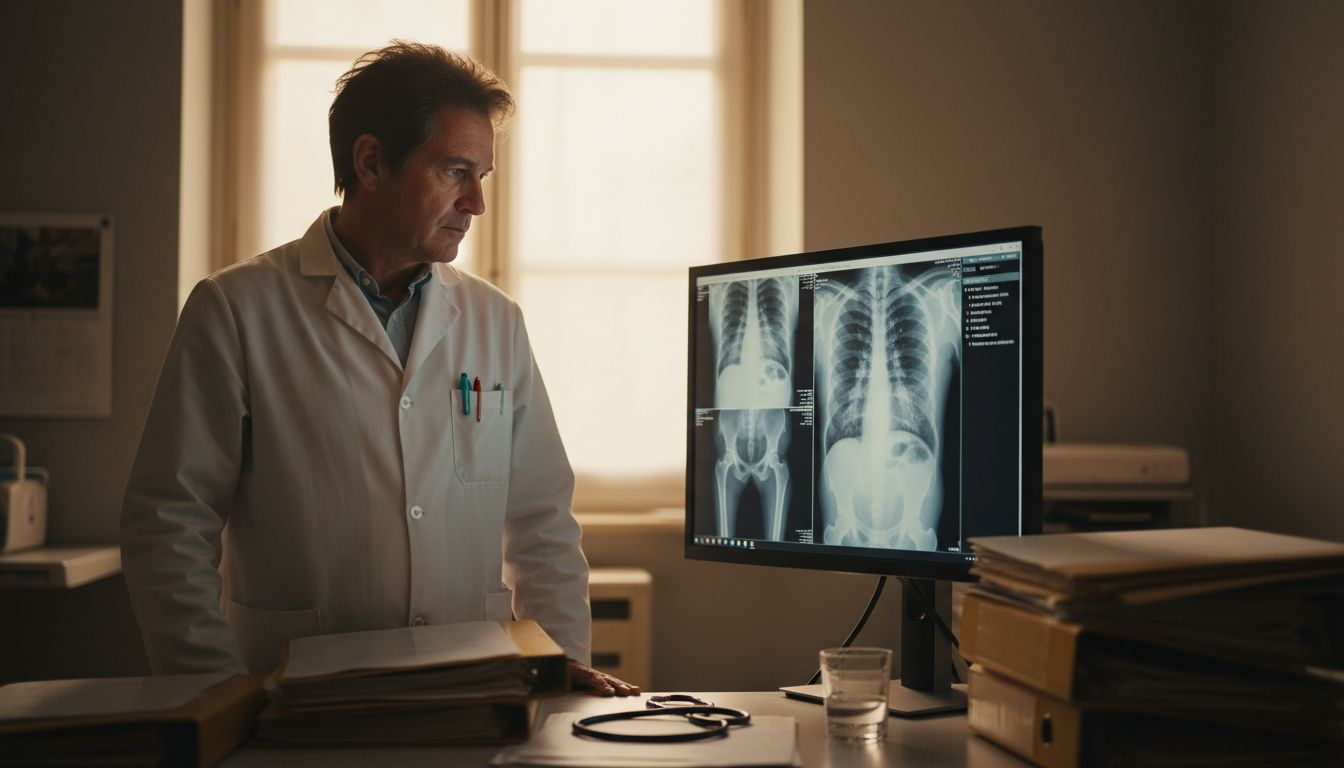 Un médico evalúa el uso de inteligencia artificial en el proceso de diagnóstico clínico.