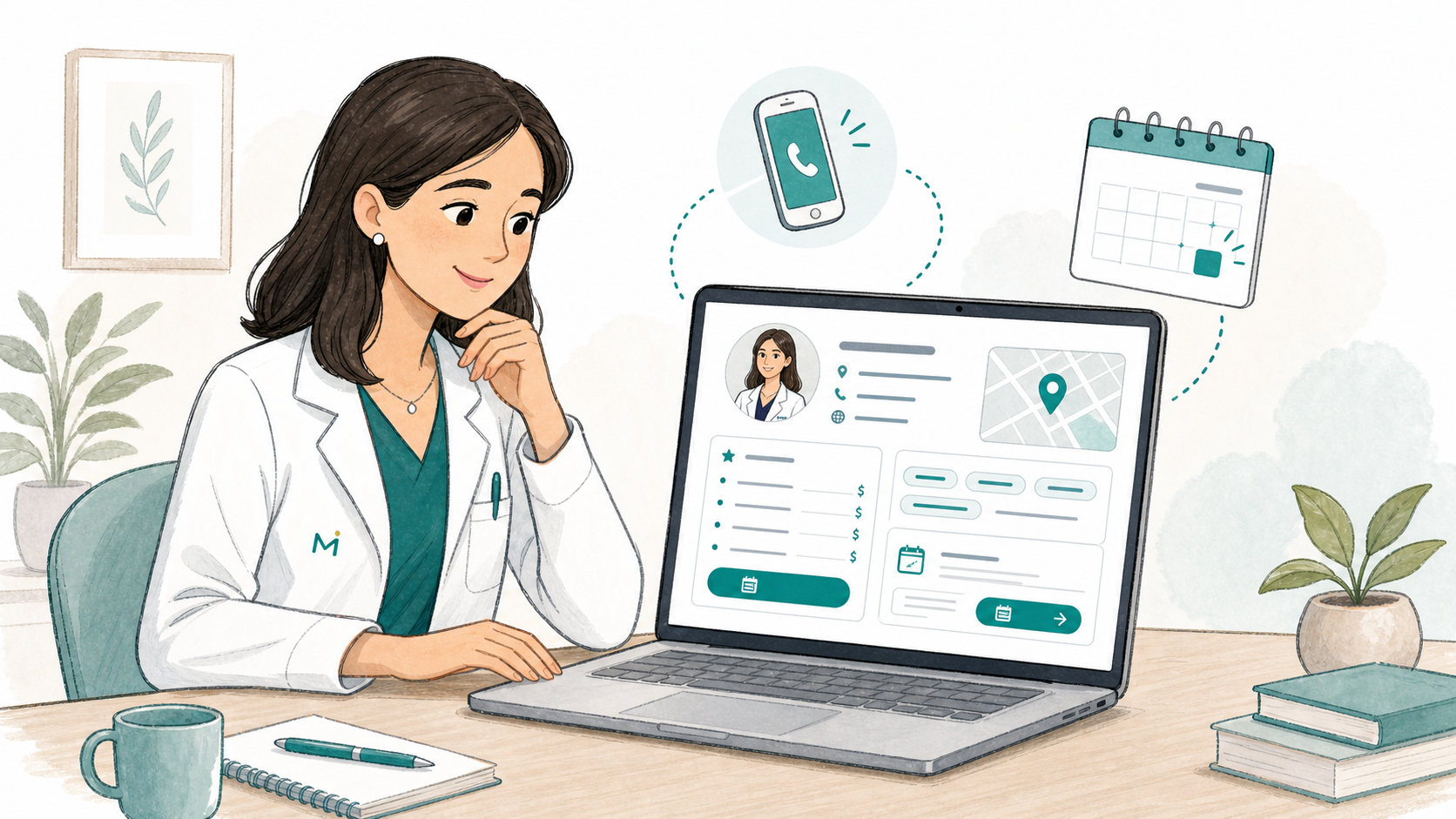 Médico visualizando seu perfil digital no medprofile.net
