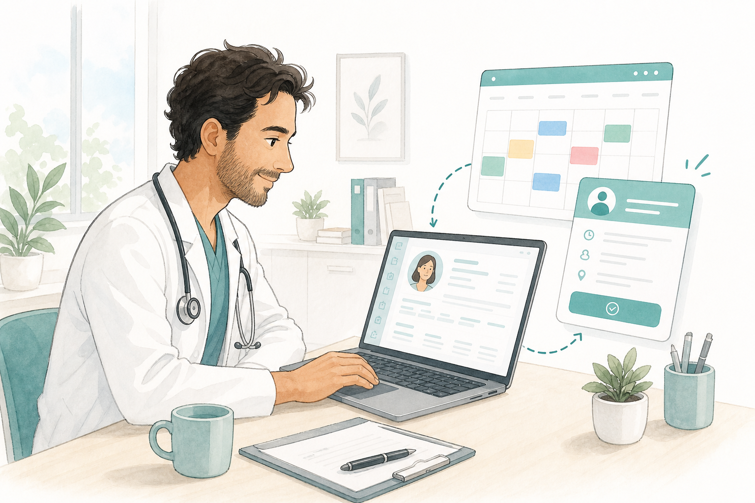 Doctor creando cita para el paciente